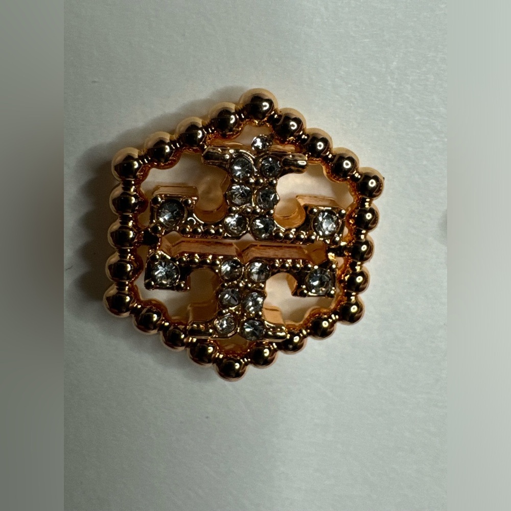 Tory Burch New Hex Pavé Rose Gold Stud Earrings in rose gold-tone brass - Picture 8 of 8